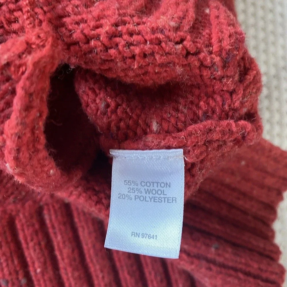 J. Jill Wool Blend Sweater Red Speckled Turtleneck Mock Neck Pockets Size XS - Picture 10 of 10